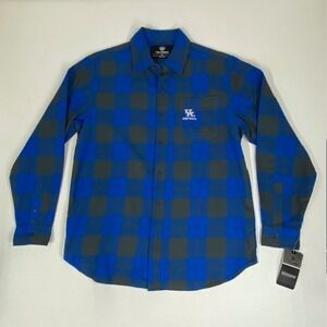 Top of the World Kentucky Wildcats Flannel Button Up Shirt Royal Blue Men Size M